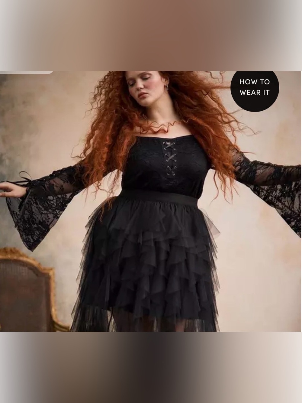 Torrid 1X Nightfall Black Lace Off the Shoulder Bell Sleeve Top NWT Whimsigoth